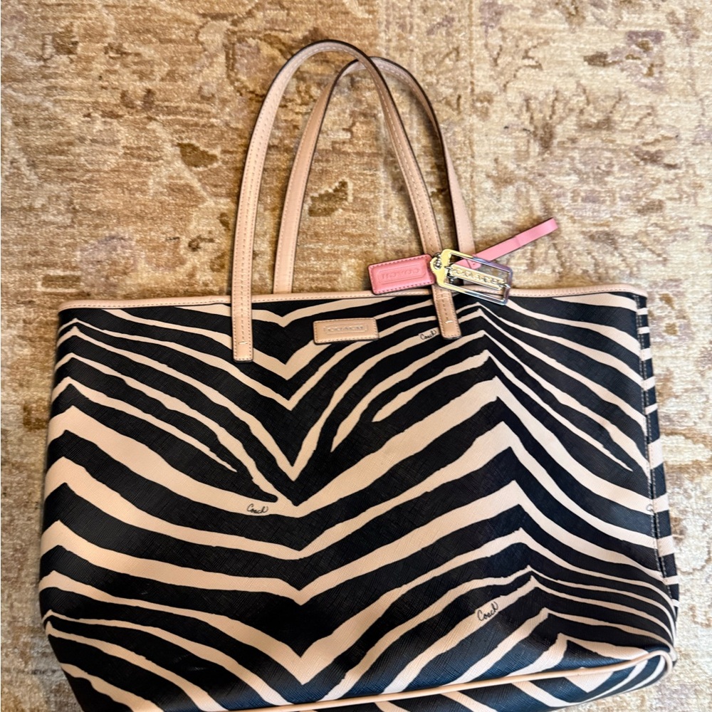 Coach Black and Cream Zebra Shoulder Bag